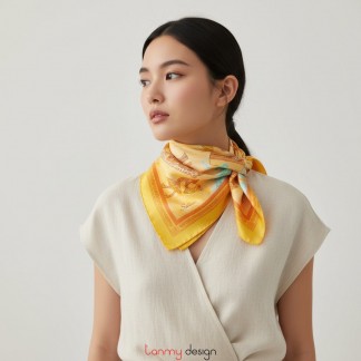 Silk scarf -“KTS, double-sided” Yellow 66*66cm